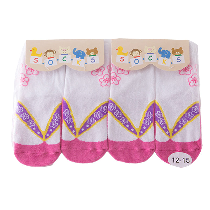 Baby Kid Girls Boys Color-blocking Flower Bow Socks