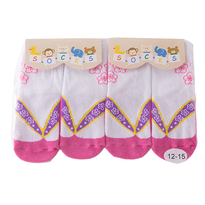 Baby Kid Girls Boys Color-blocking Flower Bow Socks