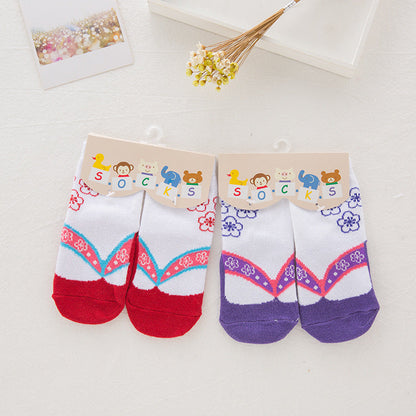Baby Kid Girls Boys Color-blocking Flower Bow Socks