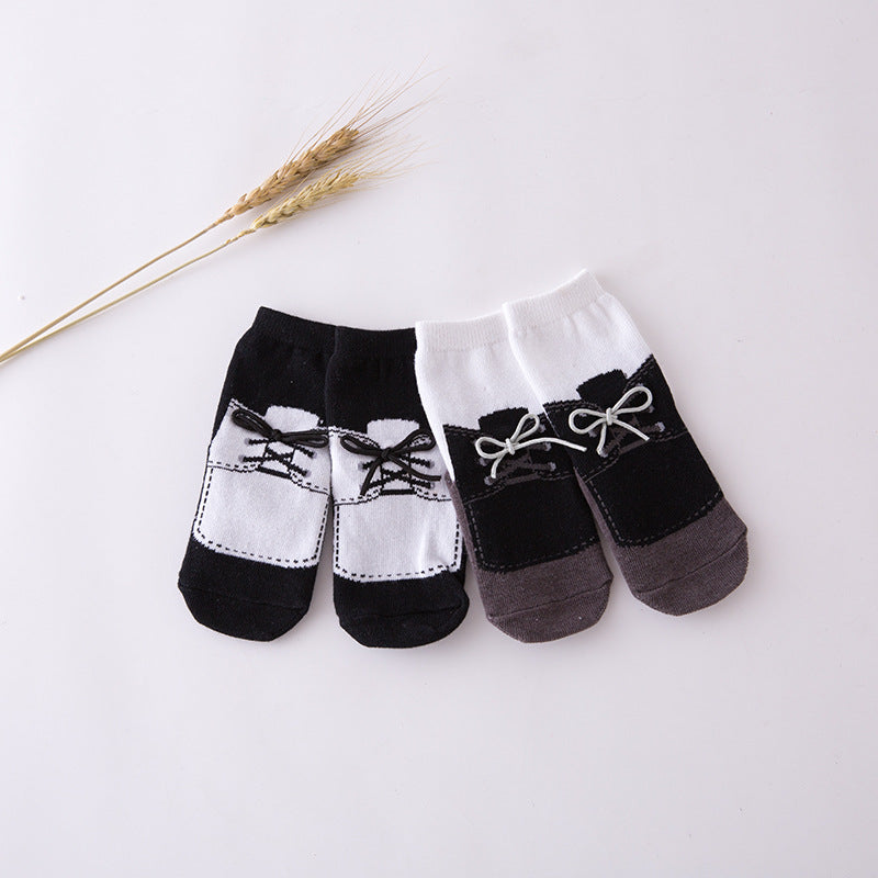 Baby Kid Girls Boys Color-blocking Flower Bow Socks