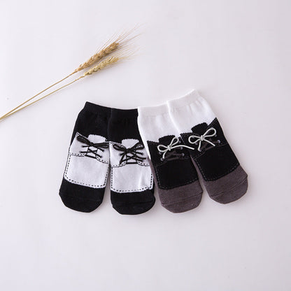 Baby Kid Girls Boys Color-blocking Flower Bow Socks