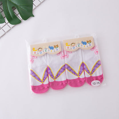 Baby Kid Girls Boys Color-blocking Flower Bow Socks
