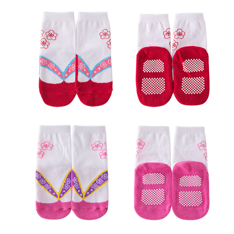 Baby Kid Girls Boys Color-blocking Flower Bow Socks