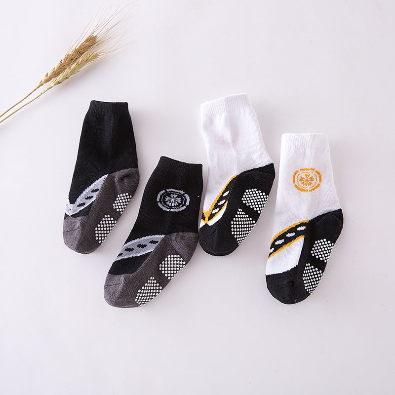 Baby Kid Girls Boys Color-blocking Flower Bow Socks