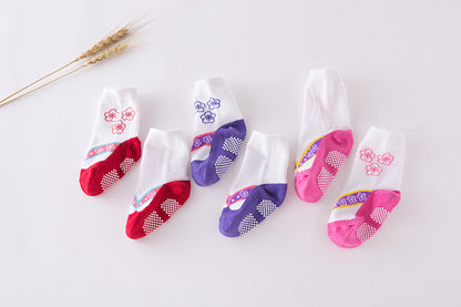 Baby Kid Girls Boys Color-blocking Flower Bow Socks