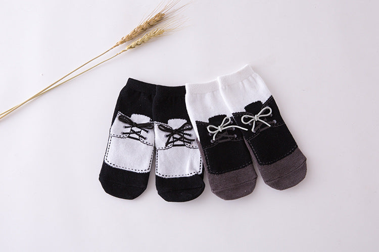 Baby Kid Girls Boys Color-blocking Flower Bow Socks