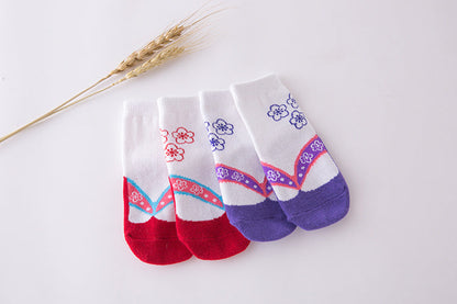 Baby Kid Girls Boys Color-blocking Flower Bow Socks