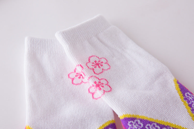 Baby Kid Girls Boys Color-blocking Flower Bow Socks