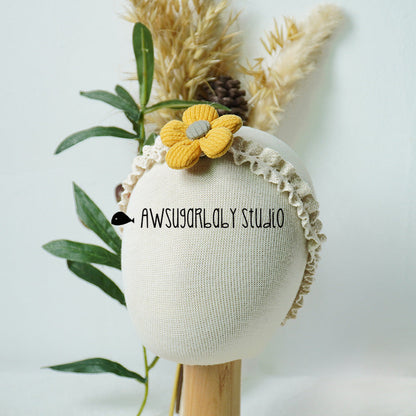 Girls Color-blocking Flower Embroidered Headwear
