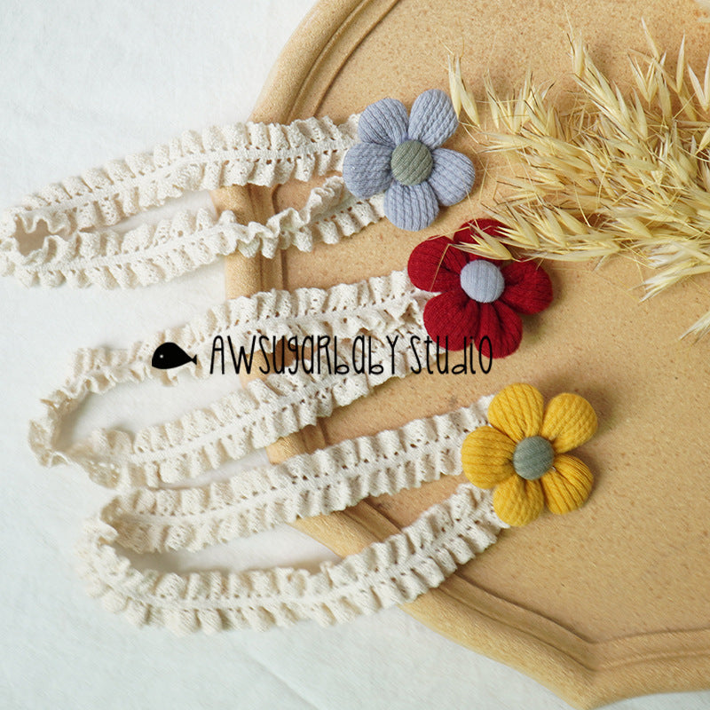 Girls Color-blocking Flower Embroidered Headwear