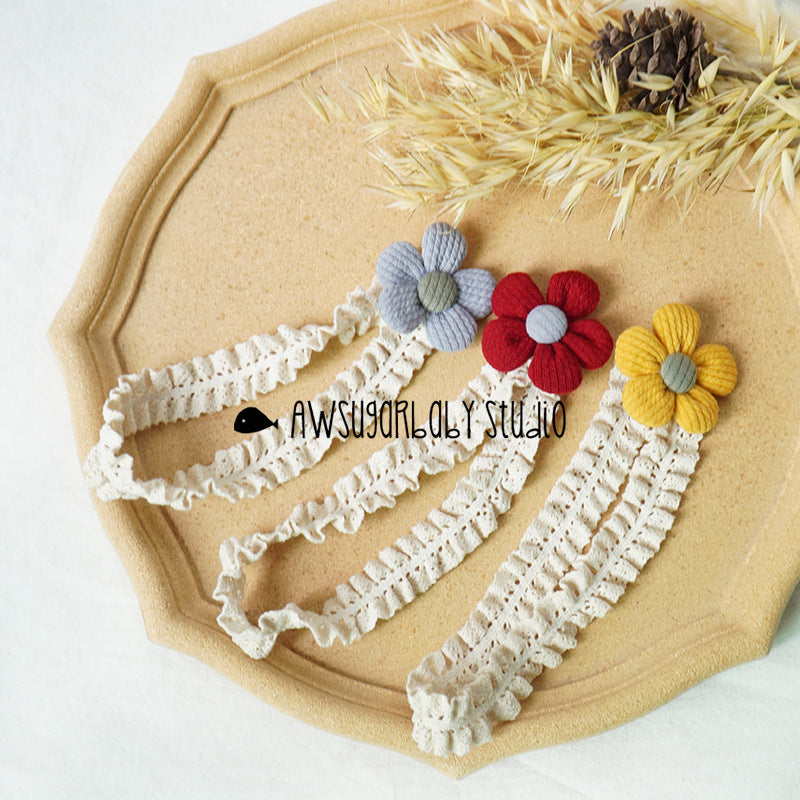 Girls Color-blocking Flower Embroidered Headwear