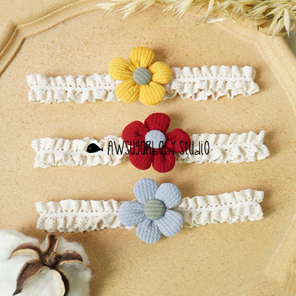 Girls Color-blocking Flower Embroidered Headwear