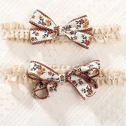 Girls Flower Bow Lace Embroidered Accessories Headwear