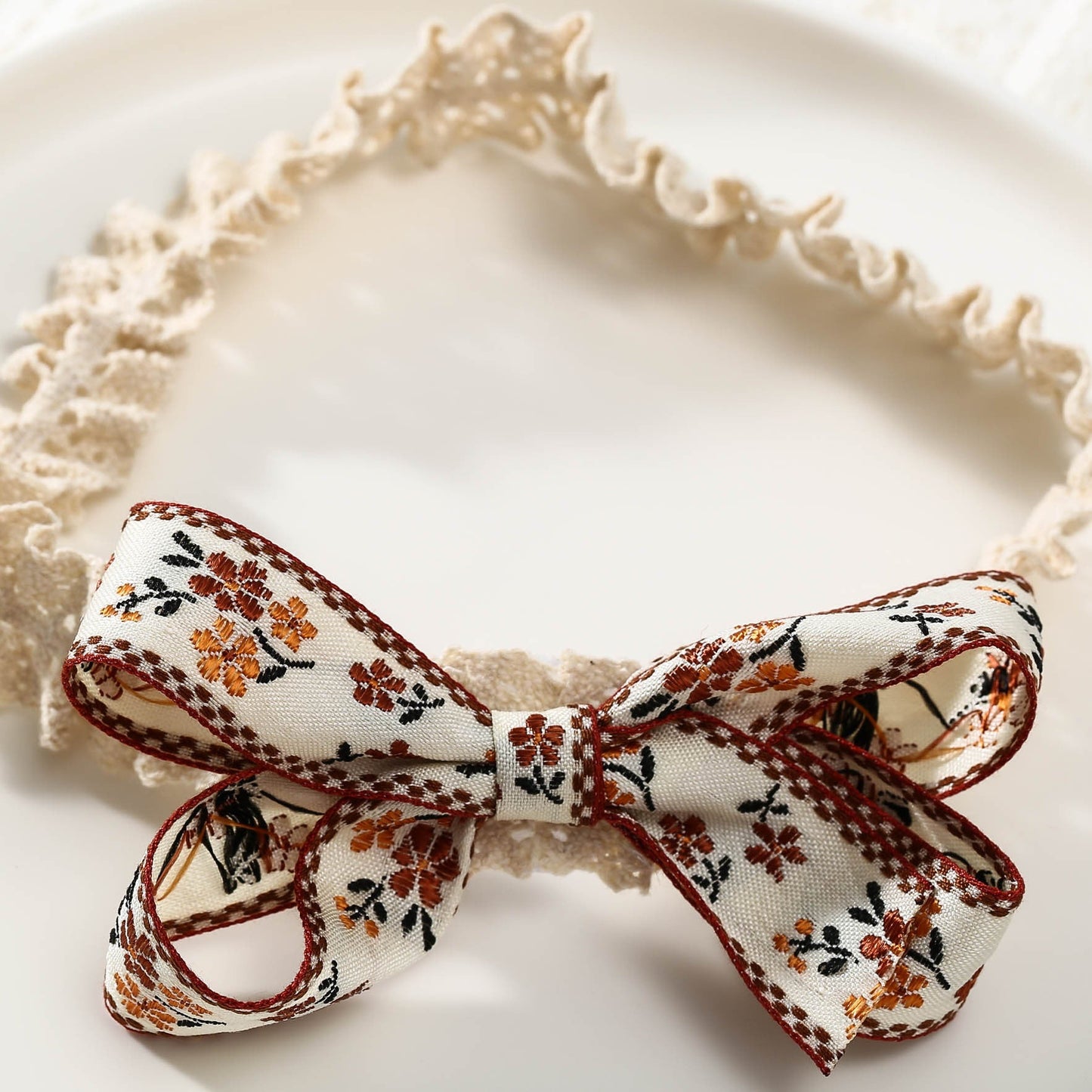 Girls Flower Bow Lace Embroidered Accessories Headwear