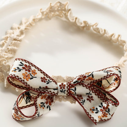 Girls Flower Bow Lace Embroidered Accessories Headwear