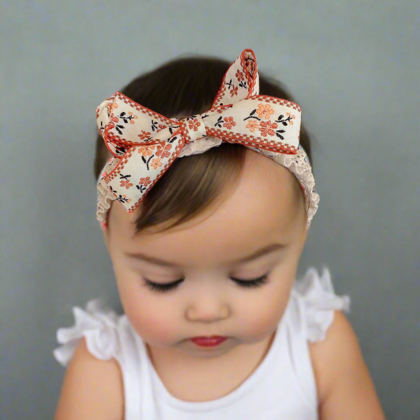 Girls Flower Bow Lace Embroidered Accessories Headwear