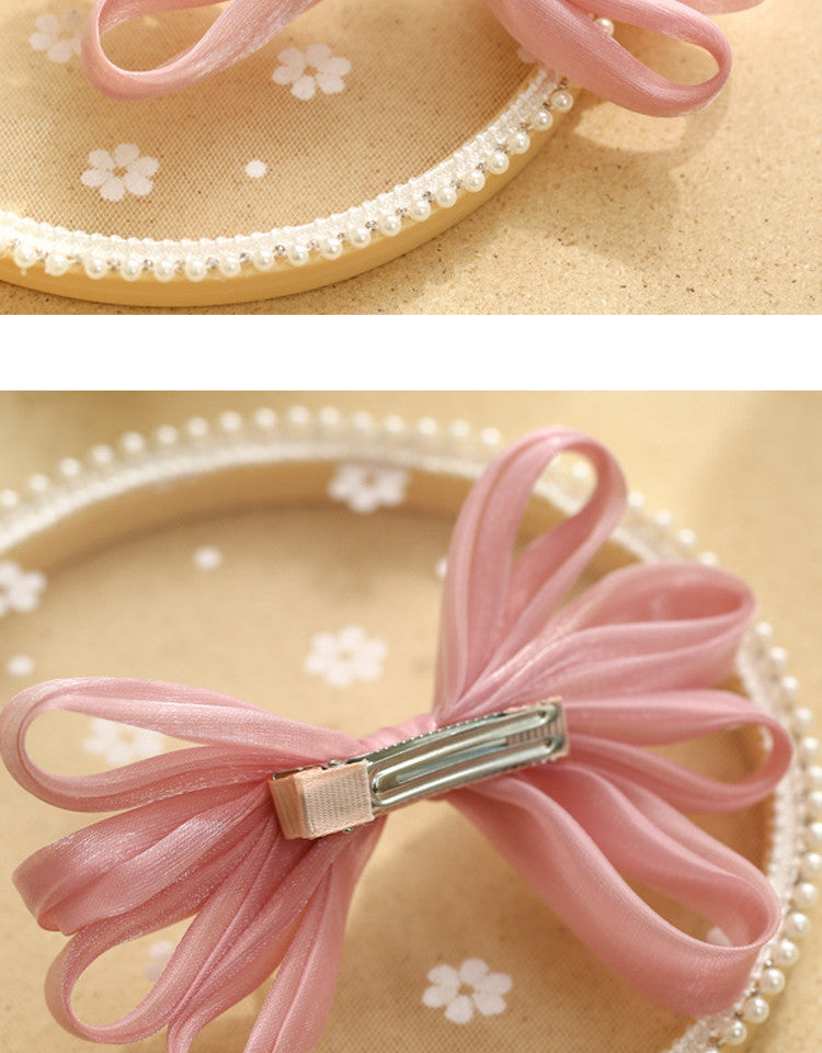 Girls Solid Color Bow Accessories Headwear