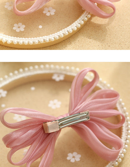 Girls Solid Color Bow Accessories Headwear