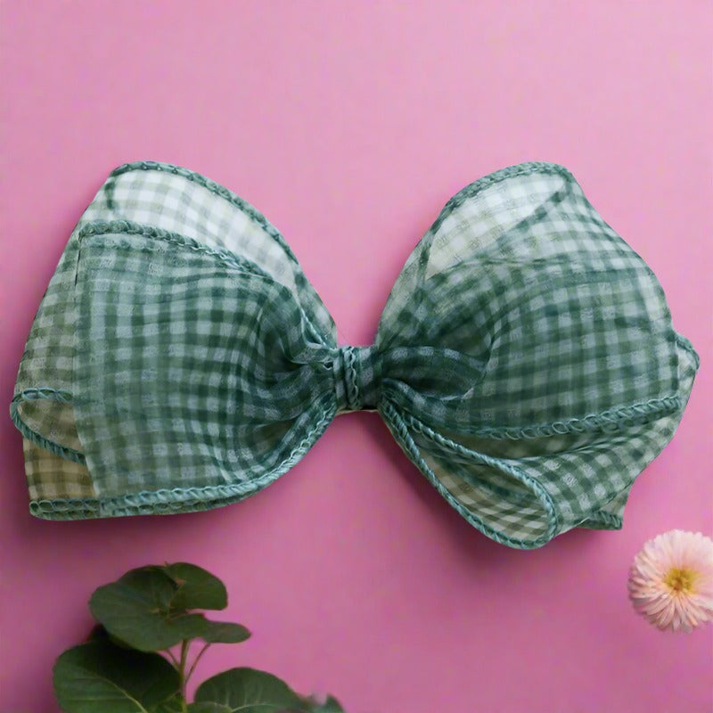 Girls Checked Bow Accessories Headwear
