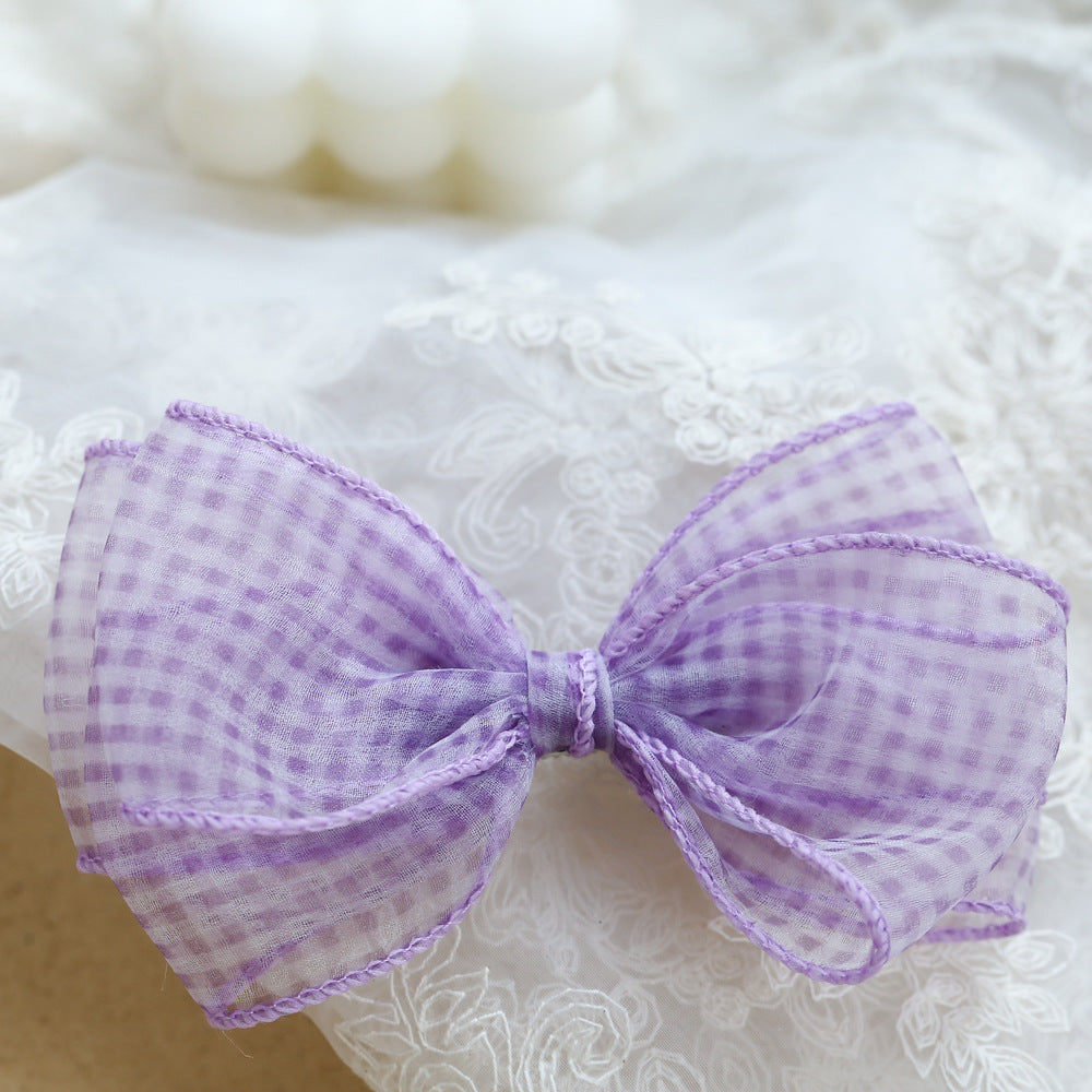 Girls Checked Bow Accessories Headwear