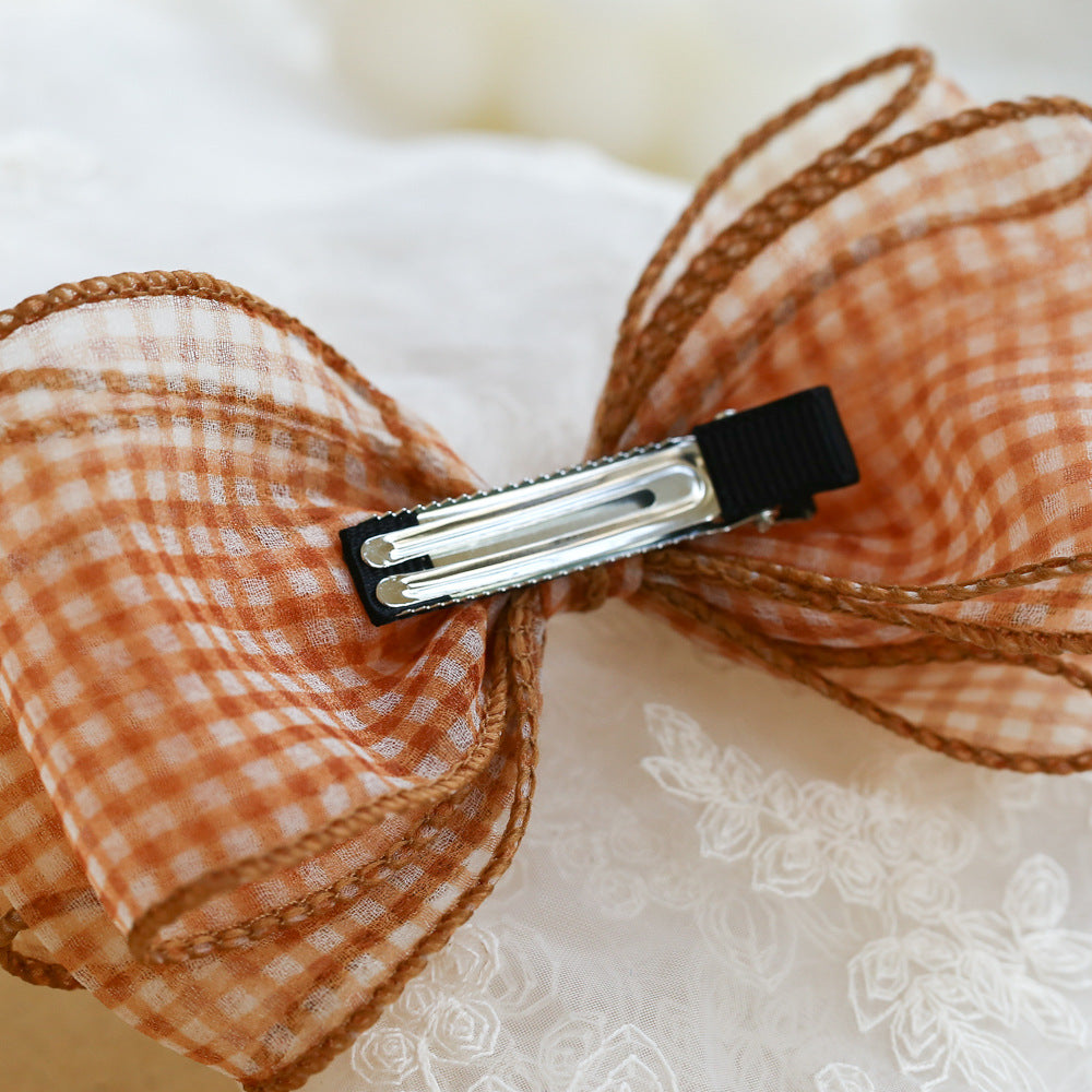 Girls Checked Bow Accessories Headwear