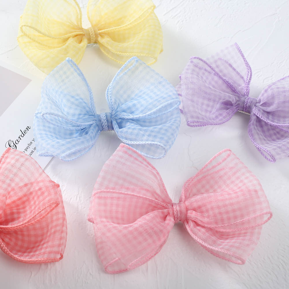Girls Checked Bow Accessories Headwear