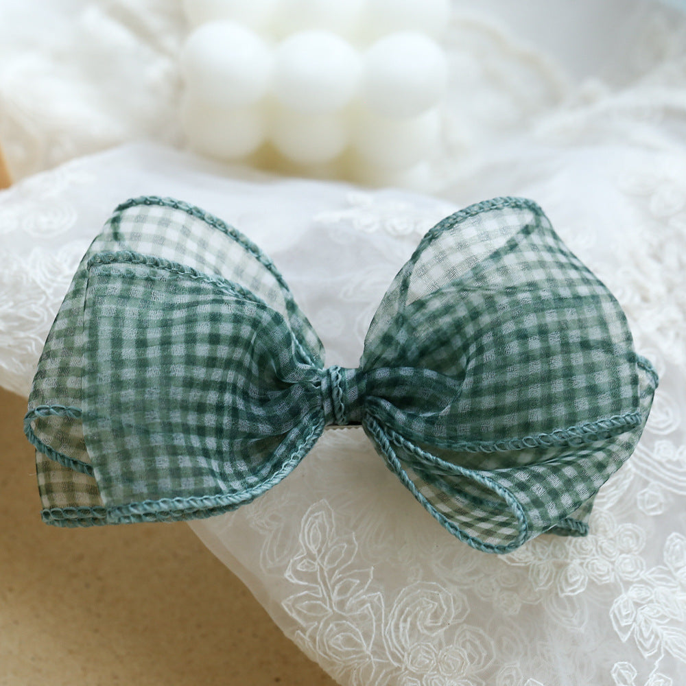 Girls Checked Bow Accessories Headwear