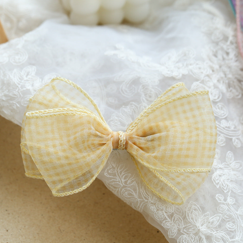 Girls Checked Bow Accessories Headwear