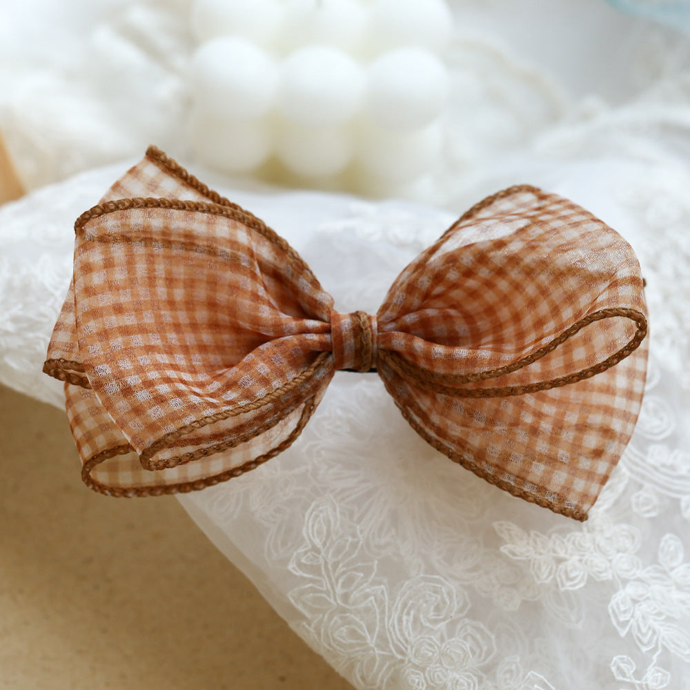 Girls Checked Bow Accessories Headwear