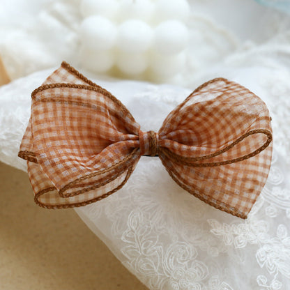 Girls Checked Bow Accessories Headwear