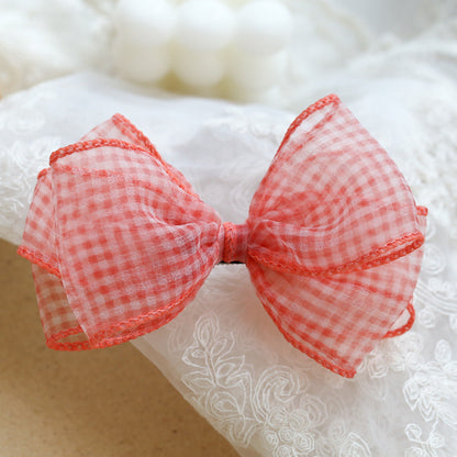 Girls Checked Bow Accessories Headwear
