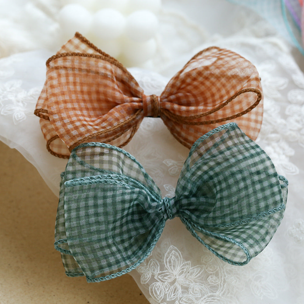 Girls Checked Bow Accessories Headwear