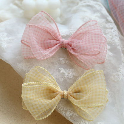 Girls Checked Bow Accessories Headwear