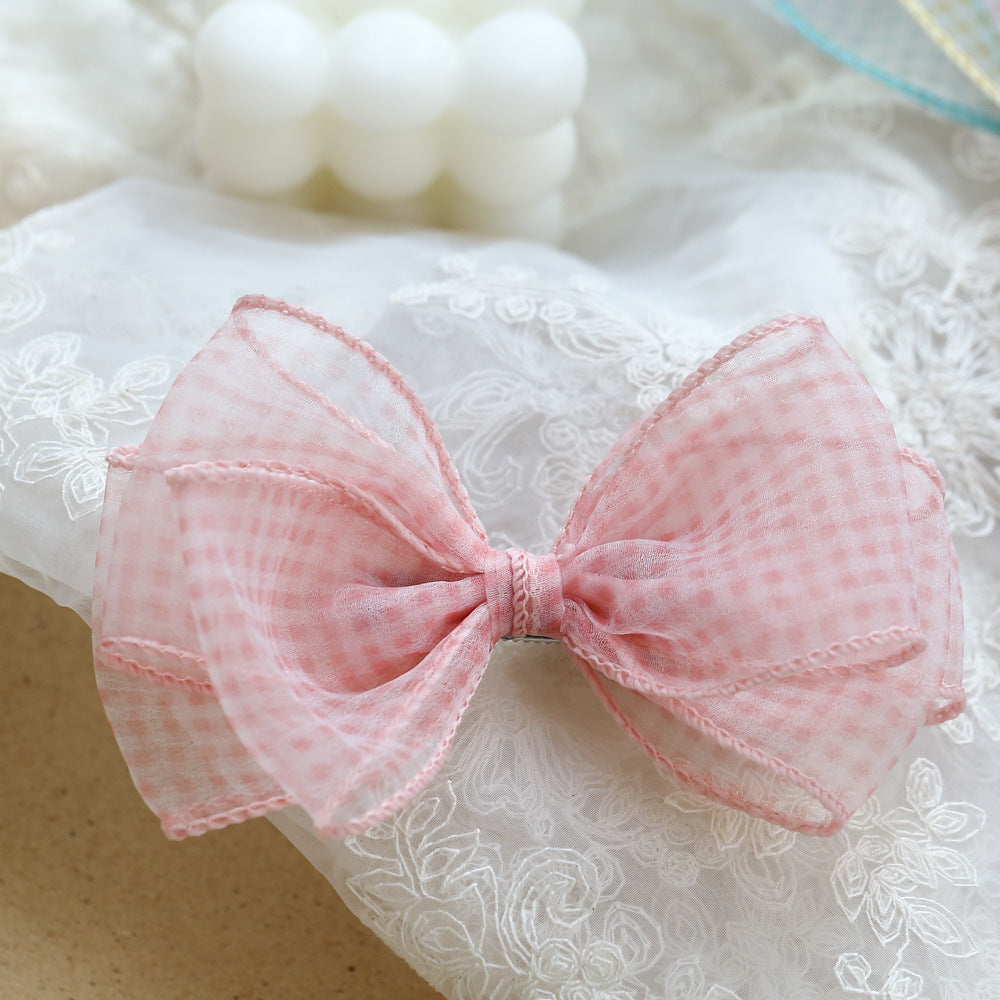Girls Checked Bow Accessories Headwear