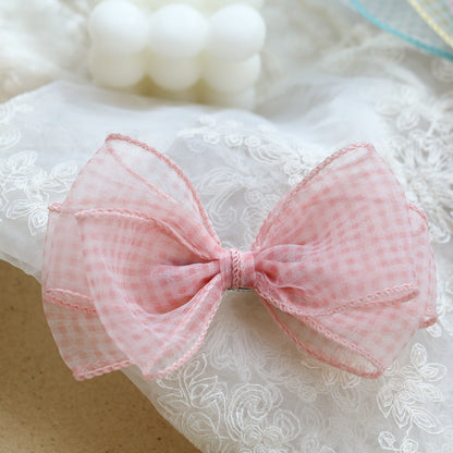 Girls Checked Bow Accessories Headwear