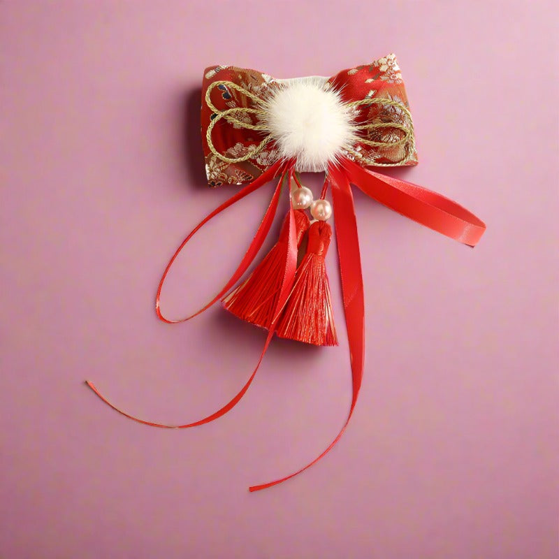 Girls Flower Bow Embroidered Accessories Headwear