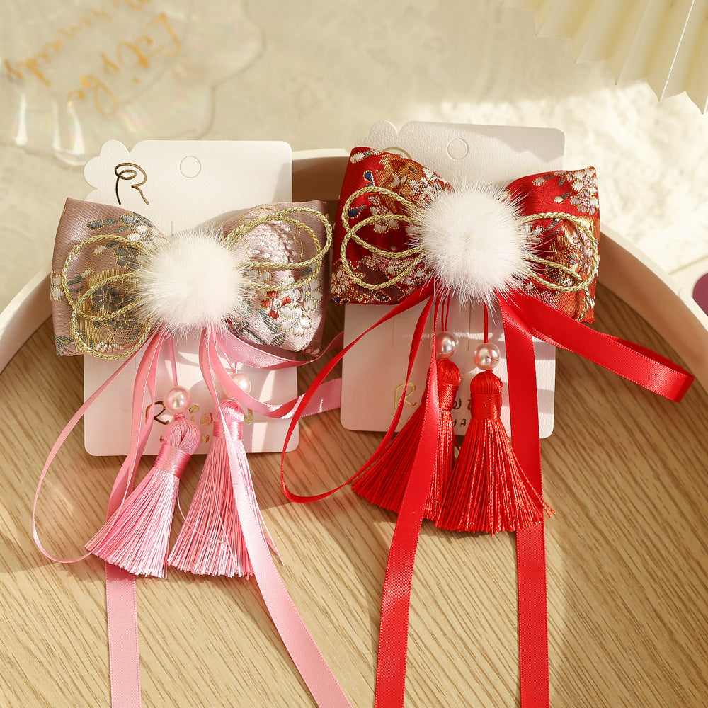 Girls Flower Bow Embroidered Accessories Headwear