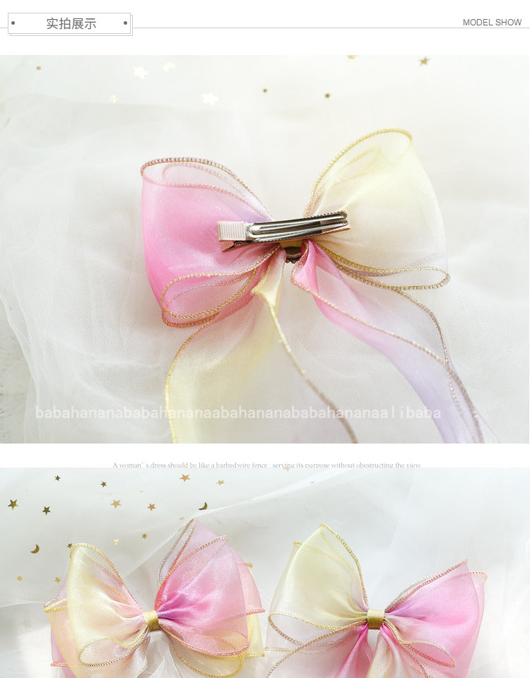 Girls Color-blocking Bow Accessories Headwear