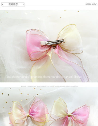 Girls Color-blocking Bow Accessories Headwear