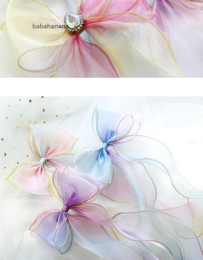 Girls Color-blocking Bow Accessories Headwear