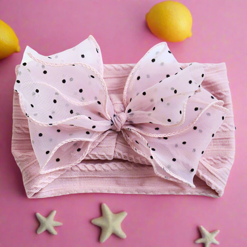 Girls Solid Color Polka dots Bow Accessories Headwear