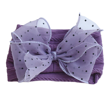 Girls Solid Color Polka dots Bow Accessories Headwear