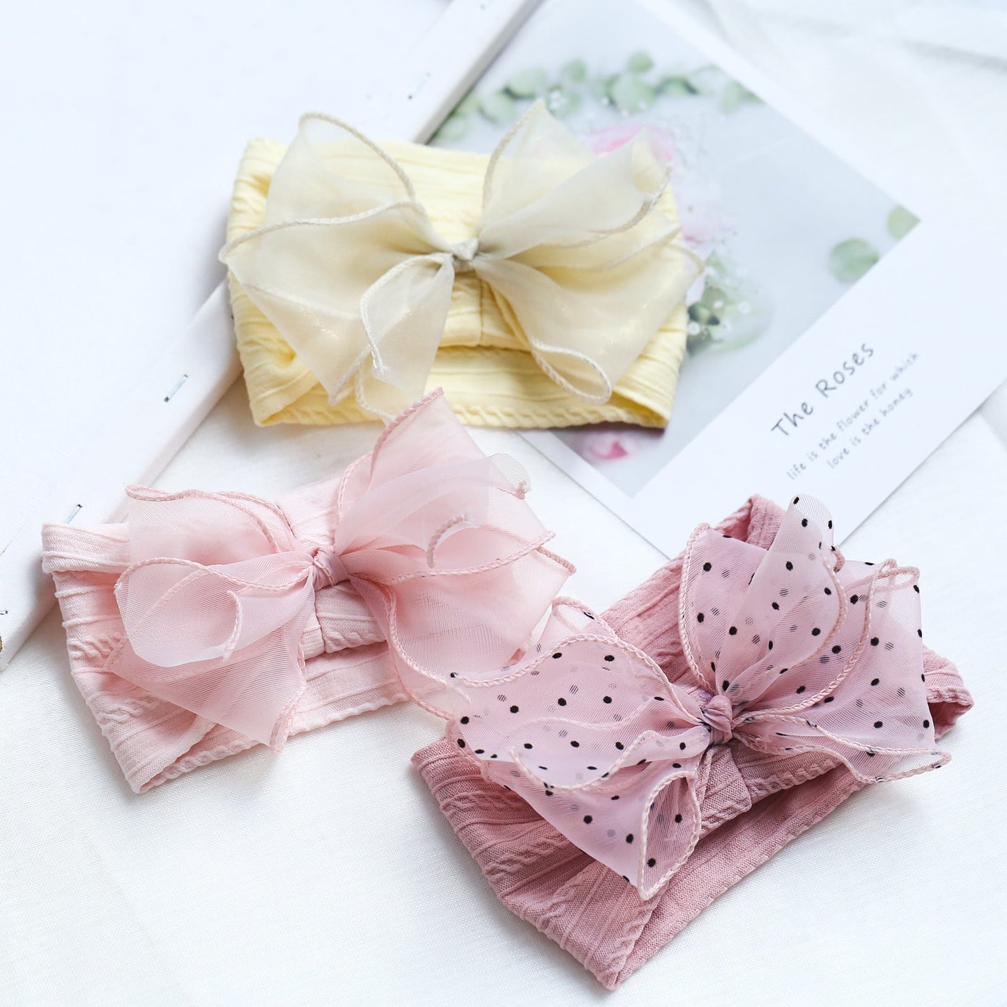 Girls Solid Color Polka dots Bow Accessories Headwear