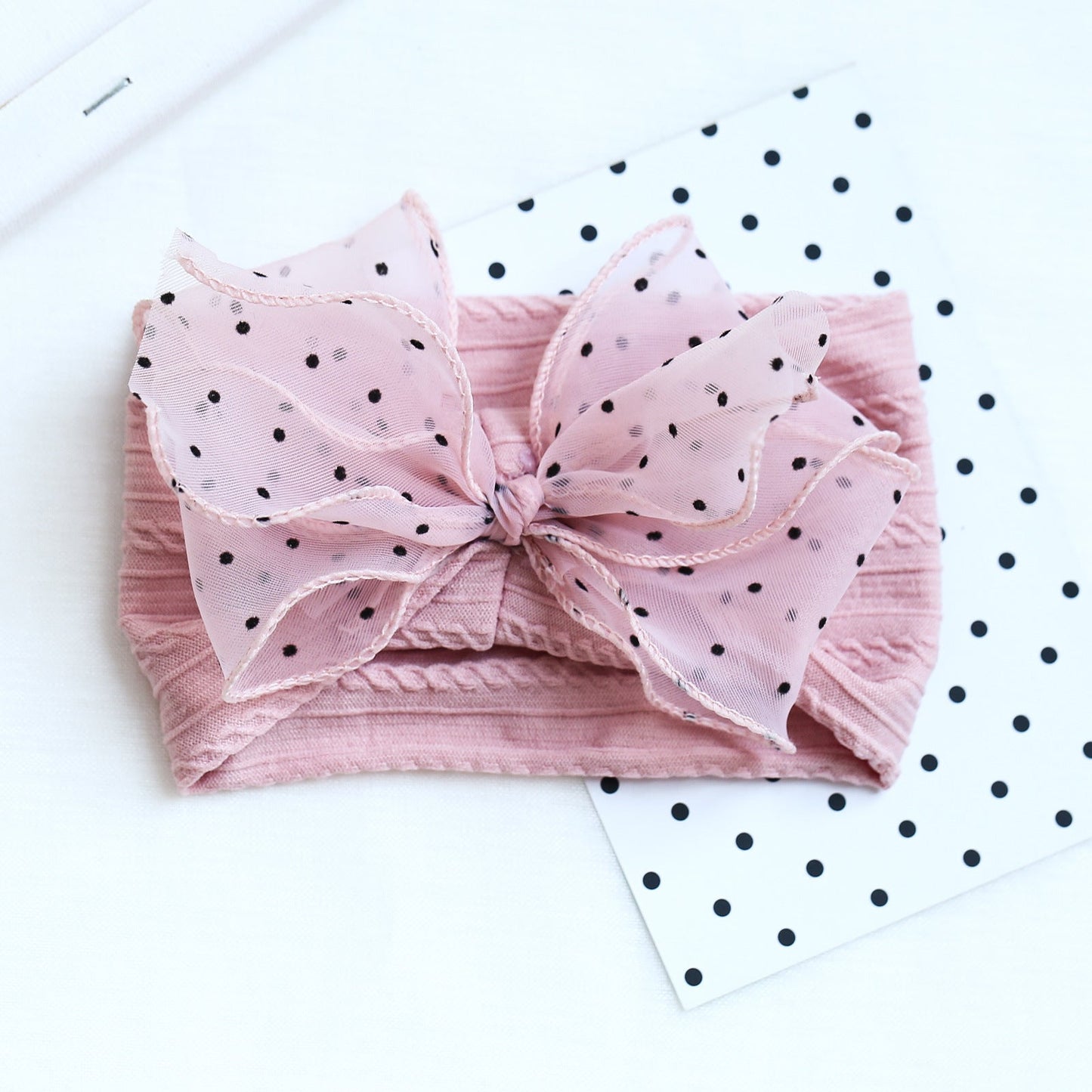 Girls Solid Color Polka dots Bow Accessories Headwear