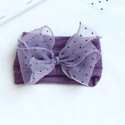 Girls Solid Color Polka dots Bow Accessories Headwear