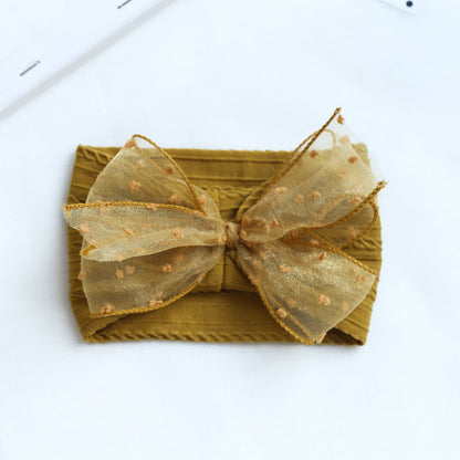 Girls Solid Color Polka dots Bow Accessories Headwear