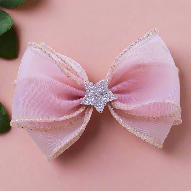 Girls Solid Color Star Bow Accessories Headwear