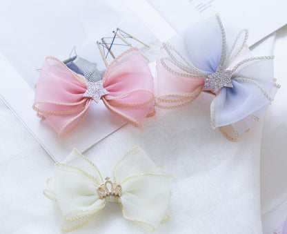Girls Solid Color Star Bow Accessories Headwear