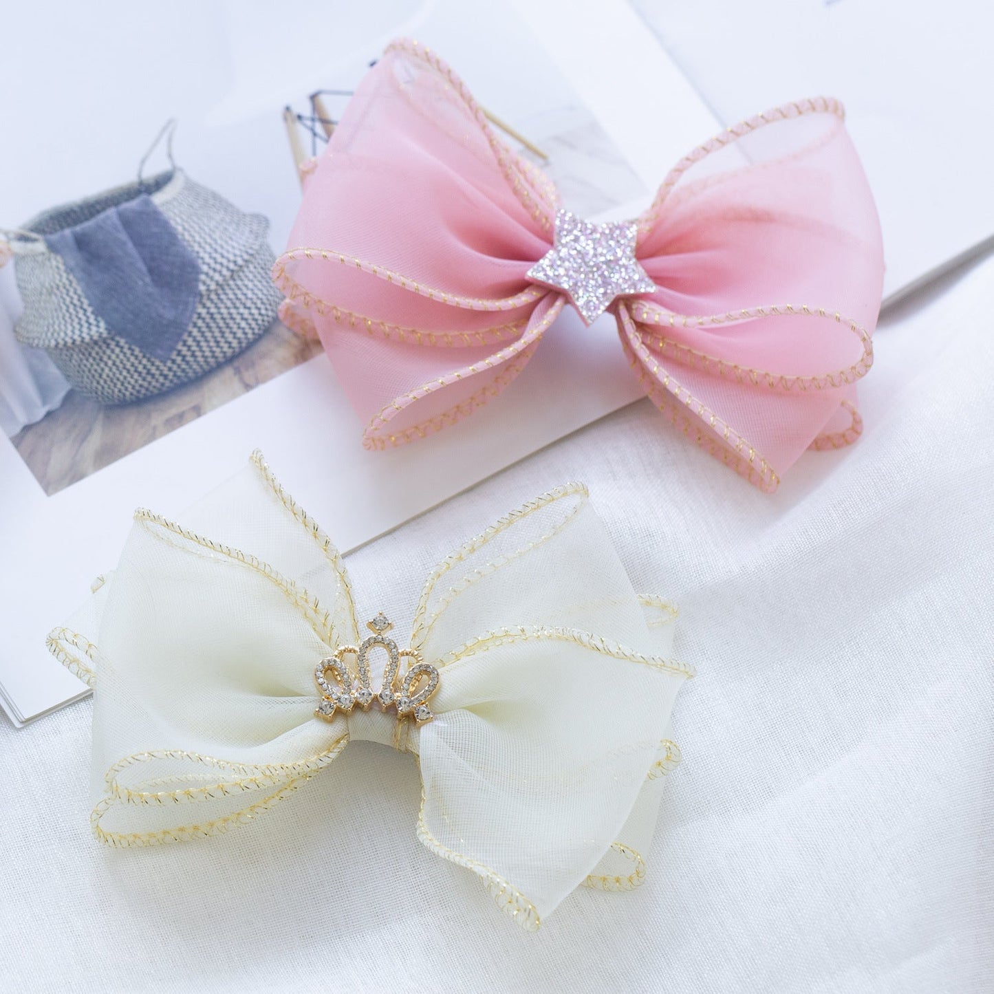 Girls Solid Color Star Bow Accessories Headwear