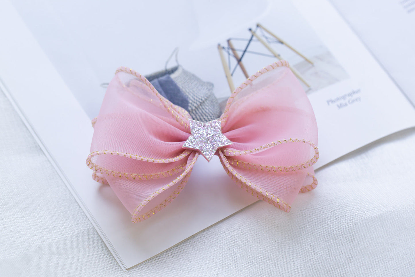 Girls Solid Color Star Bow Accessories Headwear